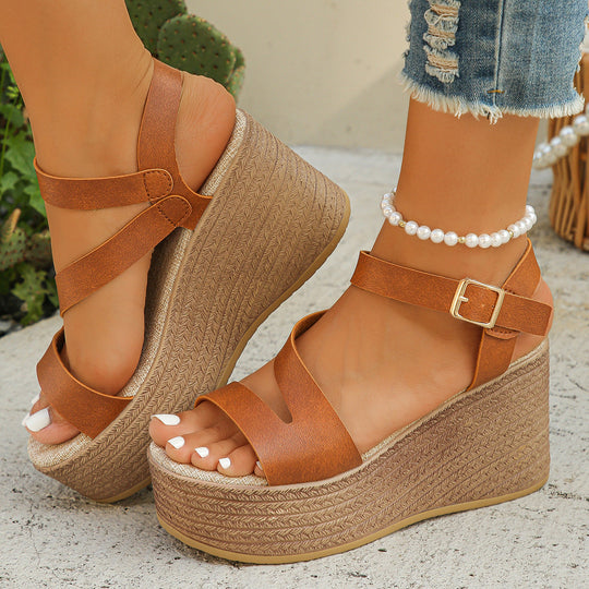 Damen elegante Plateau-Sandalen mit verstellbarem Riemen und komfortablem Fußbett
