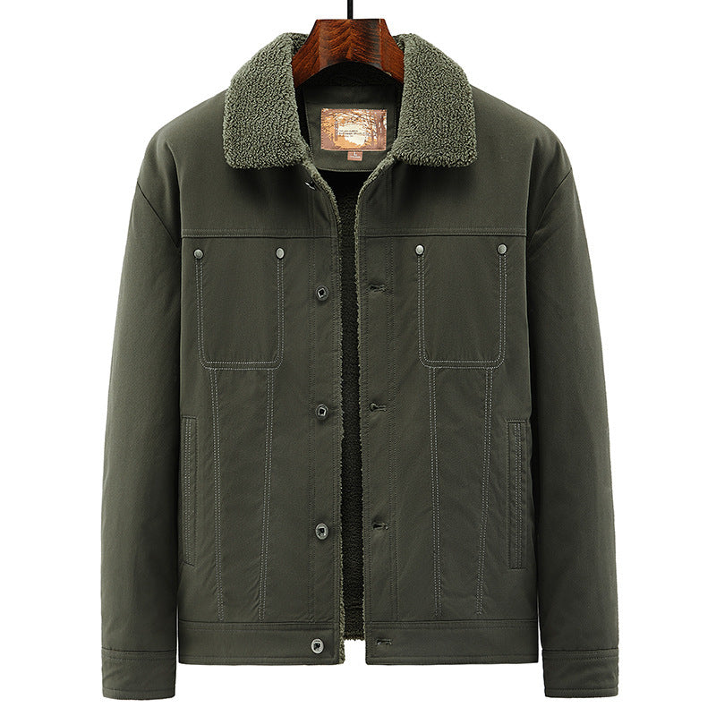 Herren Truckerjacke im Overshirt-Stil mit Sherpa-Futter und Hemdkragen Nord Taschen