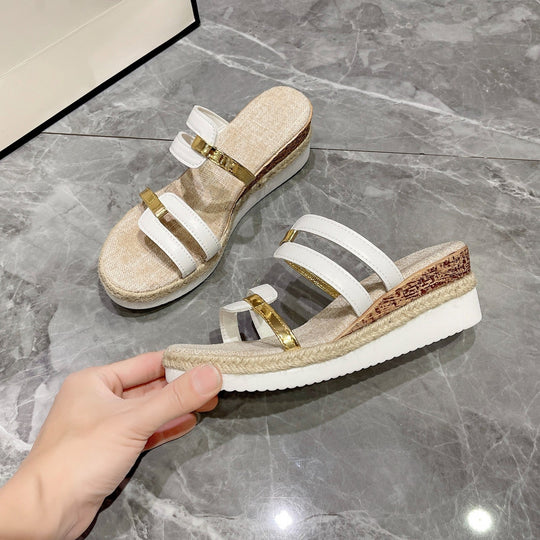 Damen Wedge-Sandalen mit eleganten Riemen und verstellbarem Schnallenverschluss Nord Taschen