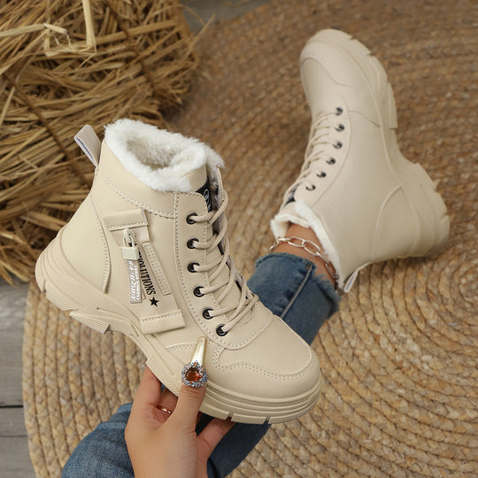 Damen Gefütterte Schnür-Stiefelette mit dicker Profilsohle und Seitenreißverschluss Nord Taschen
