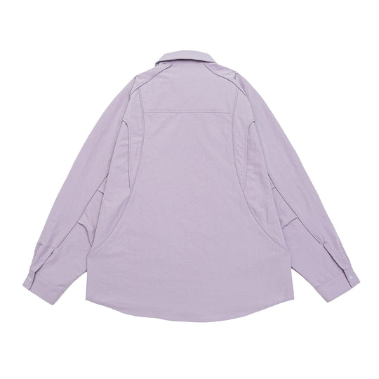 Damen Oversize-Hemdjacke mit abgerundeten Eingrifftaschen und Druckknöpfen Nord Taschen