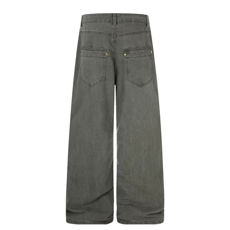 Damen Weite High‑Waist Culotte‑Jeans im Utility‑Look mit Zierlaschen und Metallnieten Nord Taschen