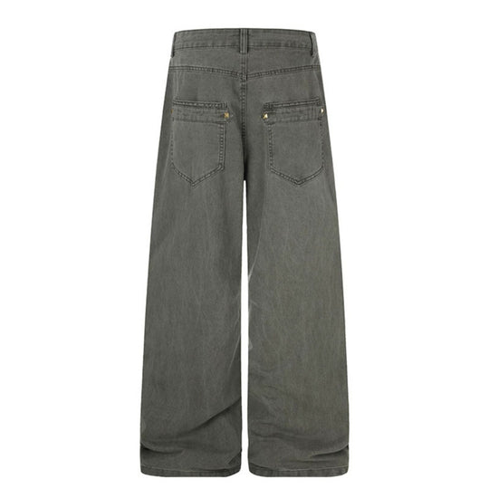Damen Weite High‑Waist Culotte‑Jeans im Utility‑Look mit Zierlaschen und Metallnieten Nord Taschen