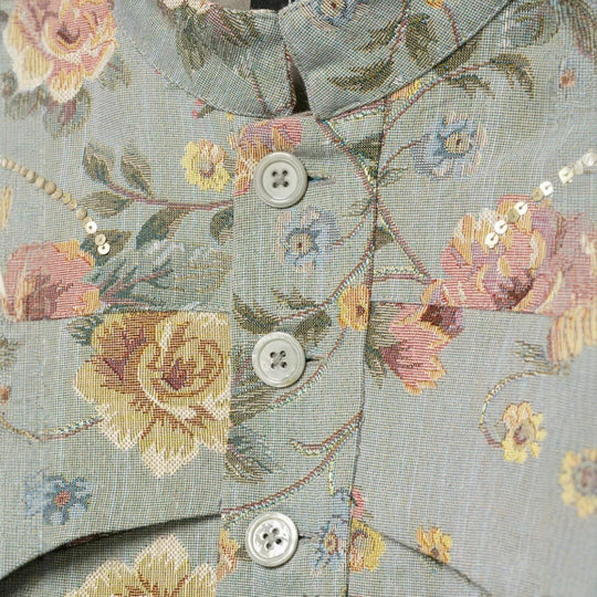Damen Cropped gesteppte Blousonjacke mit botanischem Blumenprint und Mandarin‑Stehkragen Nord Taschen