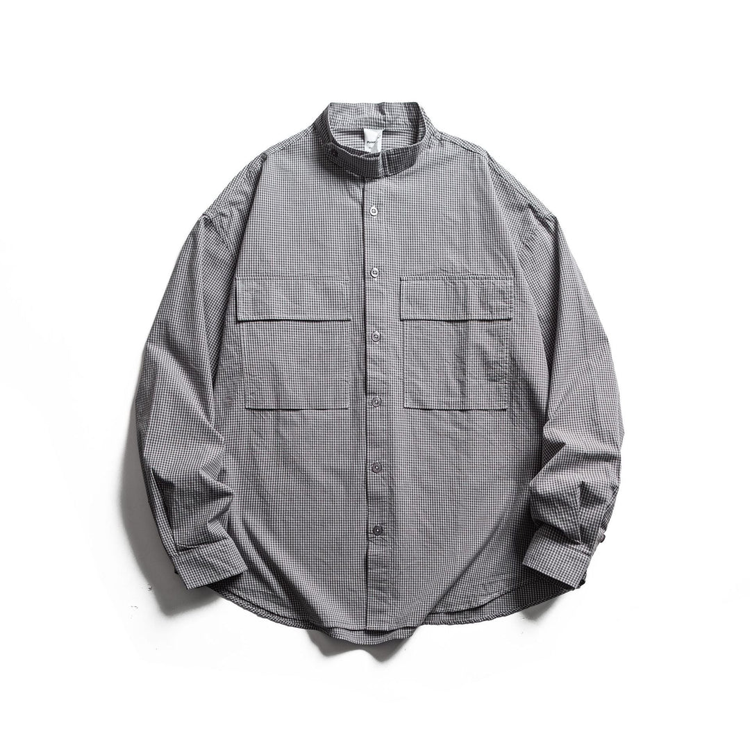 Herren Karo-Hemdjacke mit Stehkragen und aufgesetzten Brusttaschen Nord Taschen