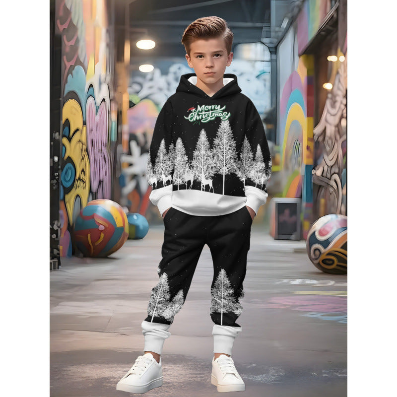Unisex Kinder Jogginganzug mit Kapuzenpullover und detailreichem Auto-Print Nord Taschen