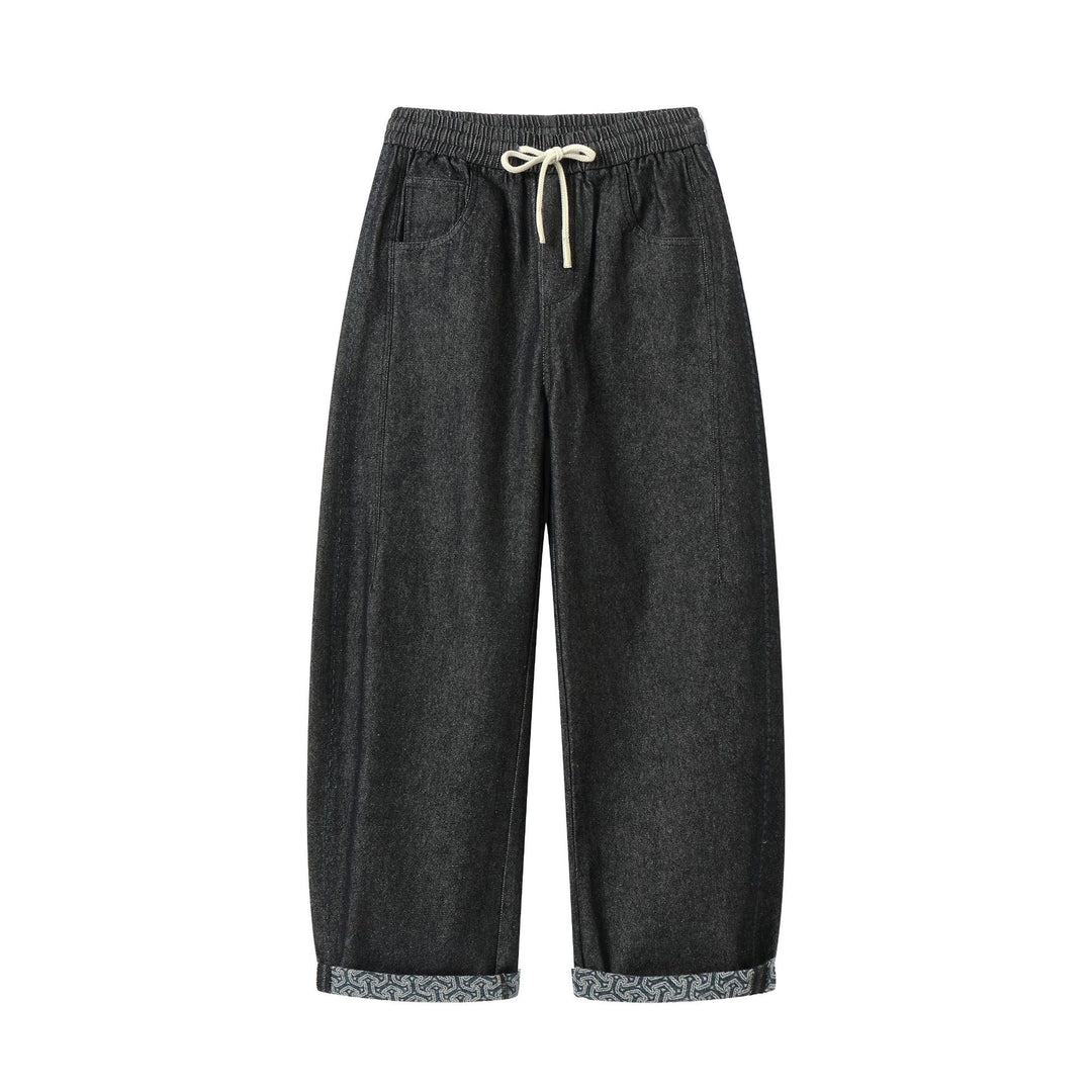 Damen Culotte-Jeans mit elastischem Tunnelzugbund und gemustertem Umschlag Nord Taschen