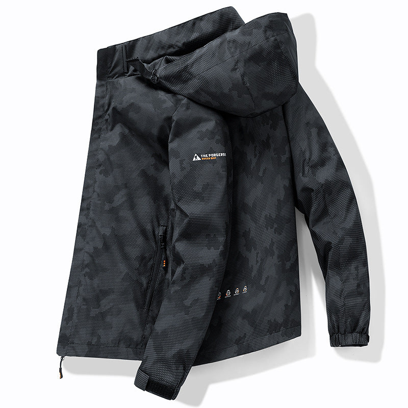 Herren Wetterfeste Outdoor-Jacke mit verstellbarem Kapuzenkragen Nord Taschen