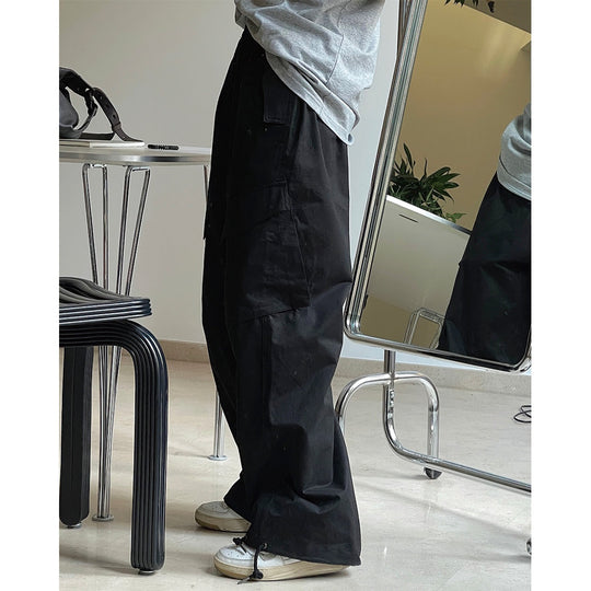 Damen Weite Cargo-Baggy-Hose mit Tunnelzug am Saum und großen aufgesetzten Taschen Nord Taschen