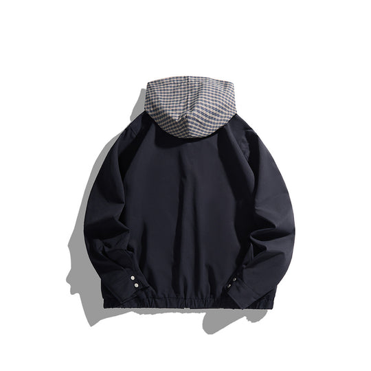 Unisex Leichte Kapuzen-Übergangsjacke mit Karopatch-Brusttasche und elastischem Saum Nord Taschen