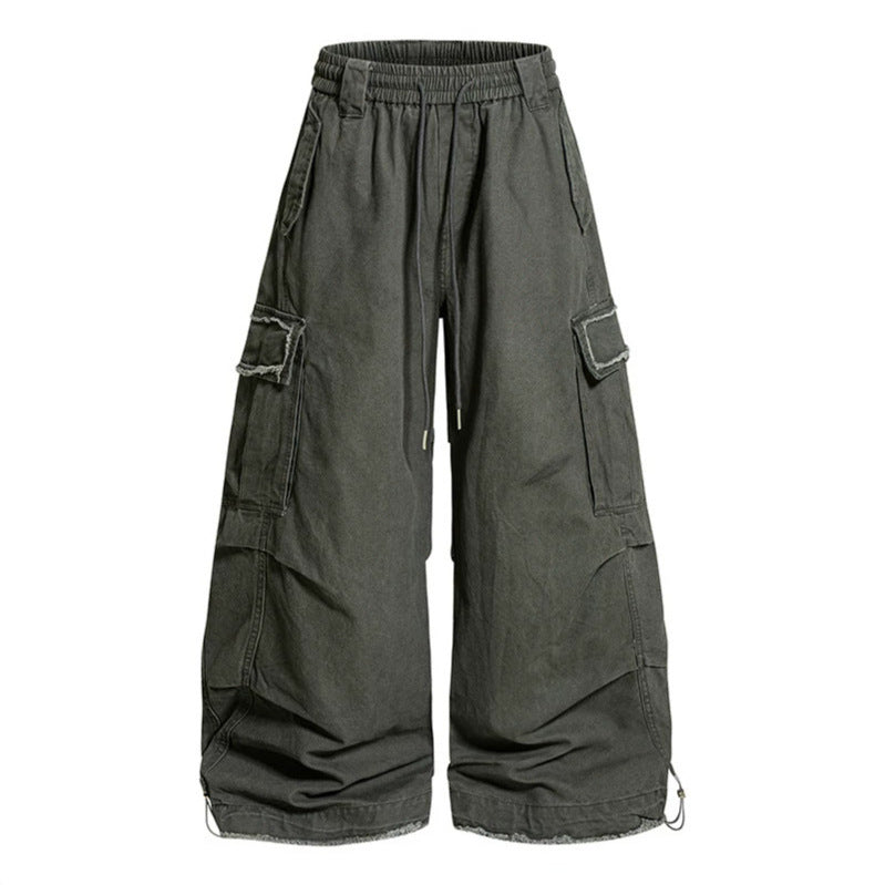 Damen Weite Cargo-Hose mit elastischem Bund, Cargo-Taschen und verstellbarem Saum Nord Taschen