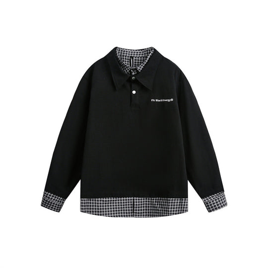 Herren Oversize-Polo im Lagenlook mit Karo-Hemdfutter und Hemdkragen Nord Taschen