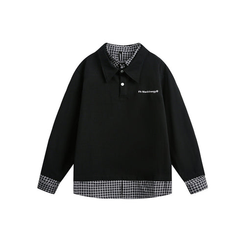 Herren Oversize-Polo im Lagenlook mit Karo-Hemdfutter und Hemdkragen Nord Taschen