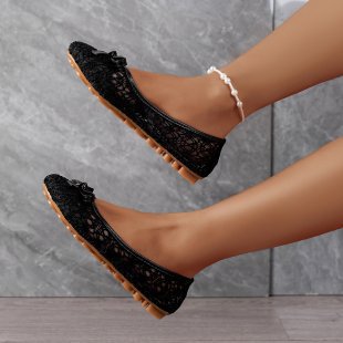 Damen Ballerinas mit filigranem Spitzen-Design und zarter Schleifen-Applikation