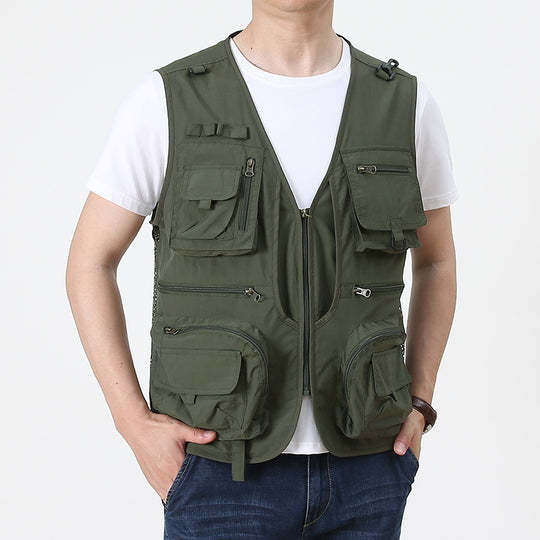 Herren Multifunktionale Utility-Anglerweste mit zahlreichen Reißverschluss- und Pattentaschen Nord Taschen