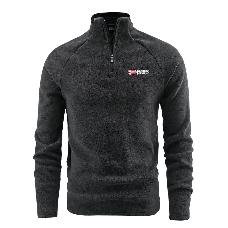 Herren Fleece-Halbzip-Pullover mit hohem Stehkragen und Raglanärmeln Nord Taschen