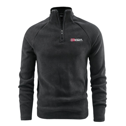 Herren Fleece-Halbzip-Pullover mit hohem Stehkragen und Raglanärmeln Nord Taschen