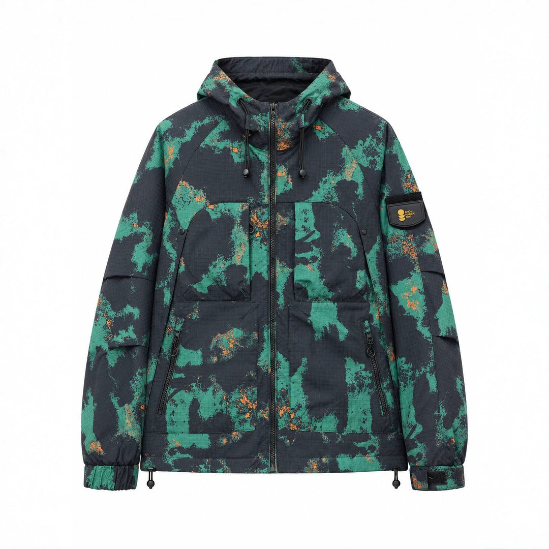 Herren Technische Camouflage-Outdoorjacke mit Kapuze, Ripstop und Multifunktionstaschen Nord Taschen