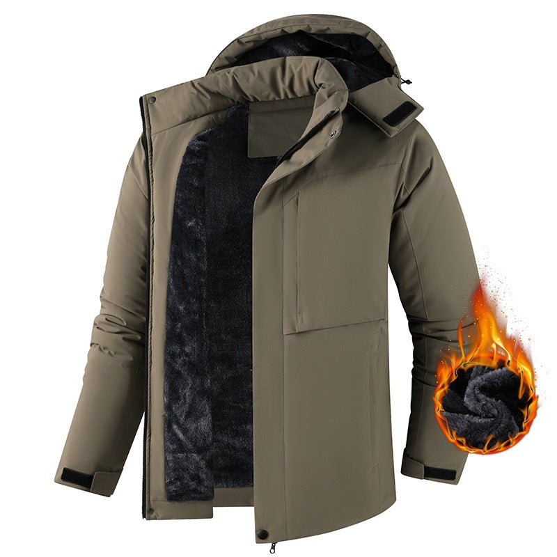 Herren Plüschgefütterte Winterparka mit Kapuze, winddichter Hülle & verdeckter Frontleiste Nord Taschen