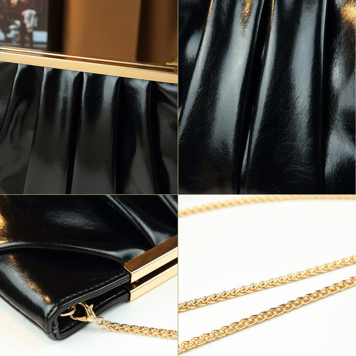 Damen Clutch mit luxuriösem Faltendesign und schimmernder Oberfläche Nord Taschen