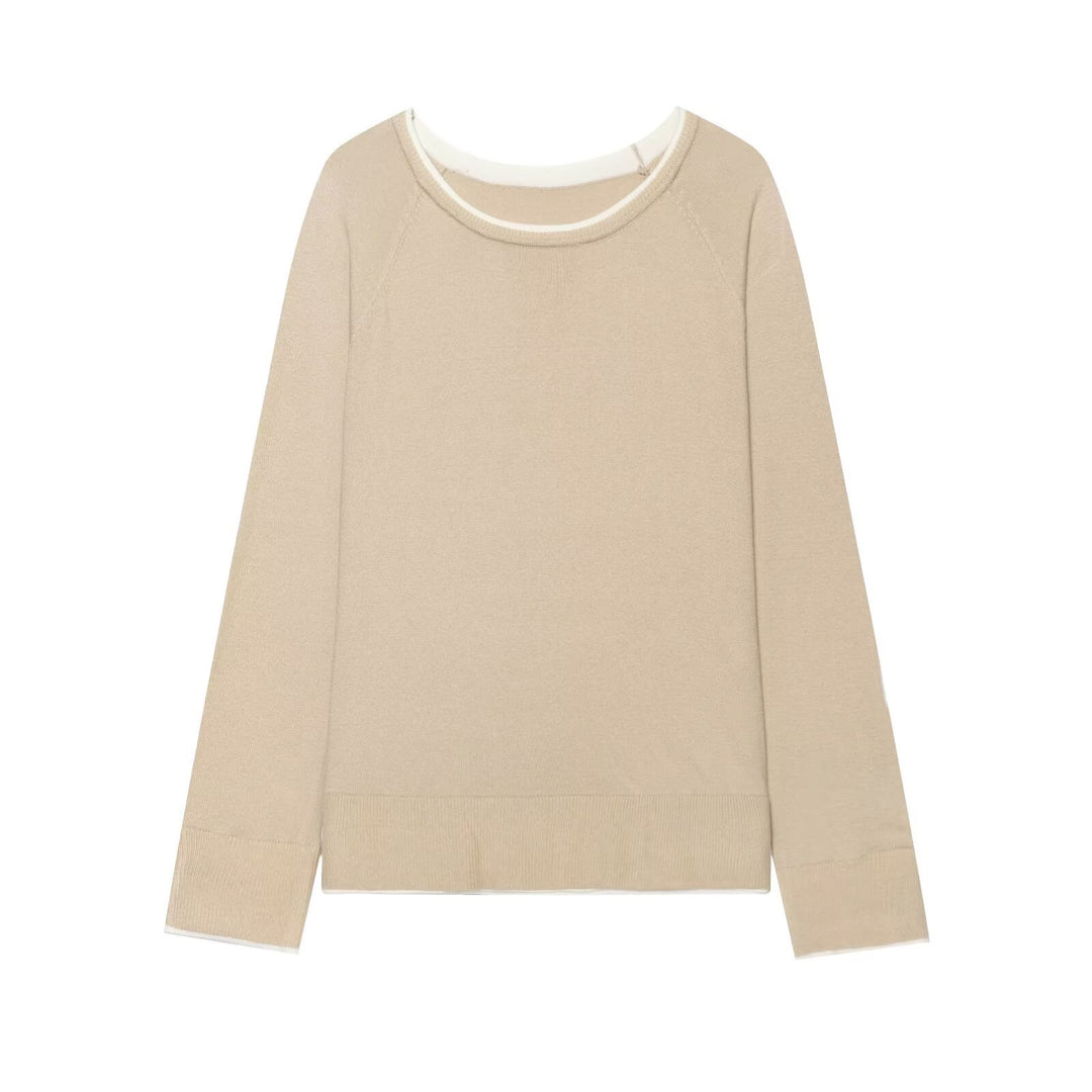 Damen Feiner Raglan-Pullover mit Rundhals und Lagenoptik Nord Taschen
