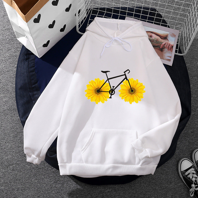 Damen nan lässiger Kapuzenpullover mit künstlerischem Mond‑und‑Pilzmotiv, weichem Fleecefutter und Kängurutasche Nord Taschen