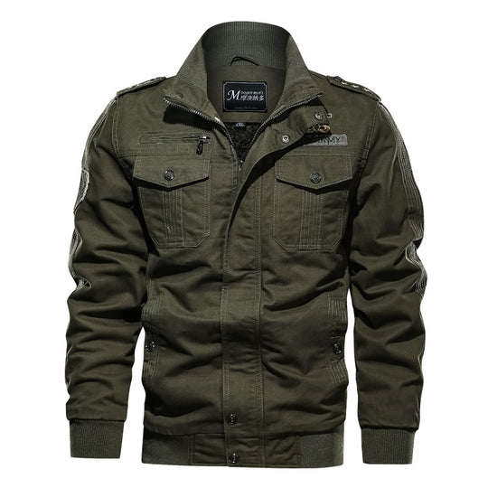 Herren Militärinspirierte Canvas‑Fieldjacke mit Epauletten, Brustpattentaschen und Rippbündchen Nord Taschen