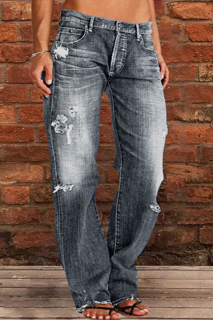 Damen lockere Jeans im Used-Look
