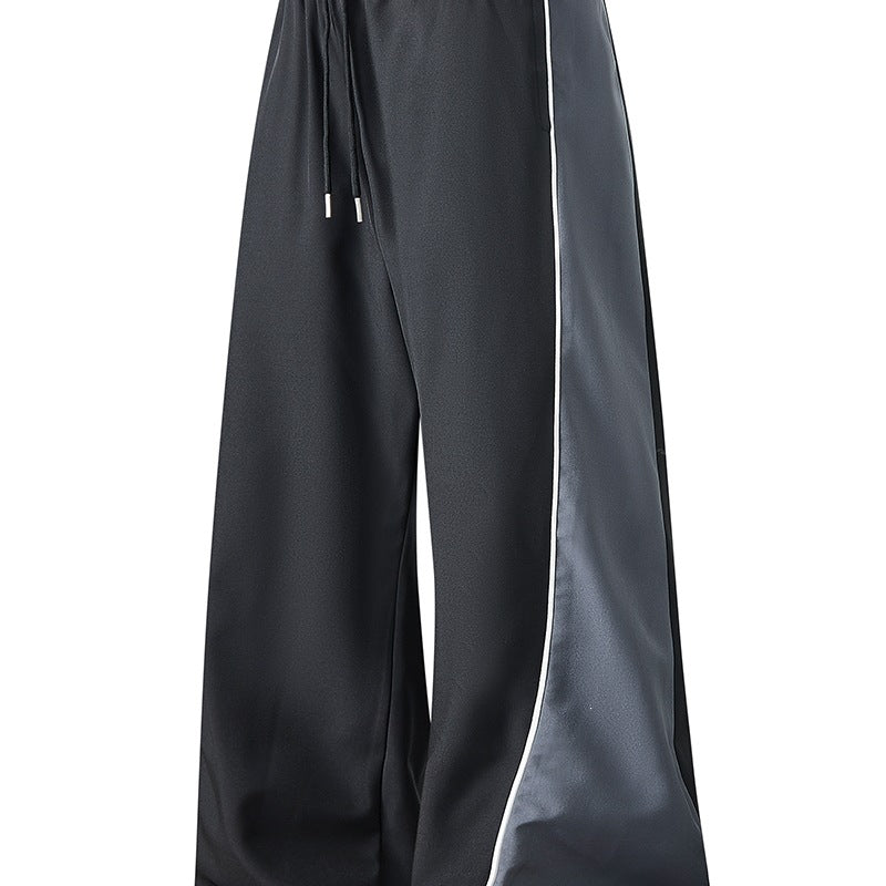 Herren Weite Trackhose mit Satin-Seiteneinsatz, Paspelierter Naht & Tunnelzugbund Nord Taschen