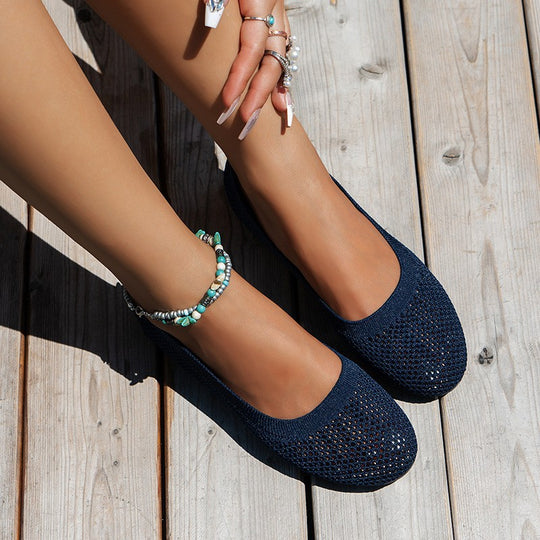 Damen  gestrickte Ballerina-Slipper mit atmungsaktivem Maschenoberteil und ergonomischem Memory-Fußbett Nord Taschen