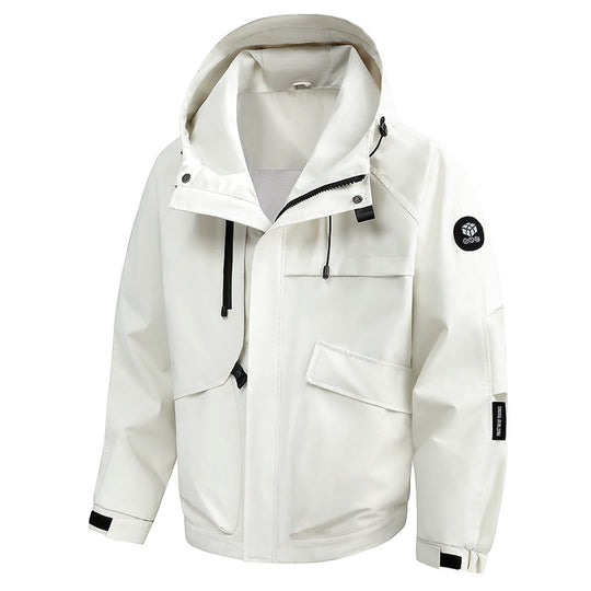 Herren Wasserabweisende Utility-Outdoorjacke mit Kapuze, Mehrfachtaschen & verstellbaren Manschetten Nord Taschen