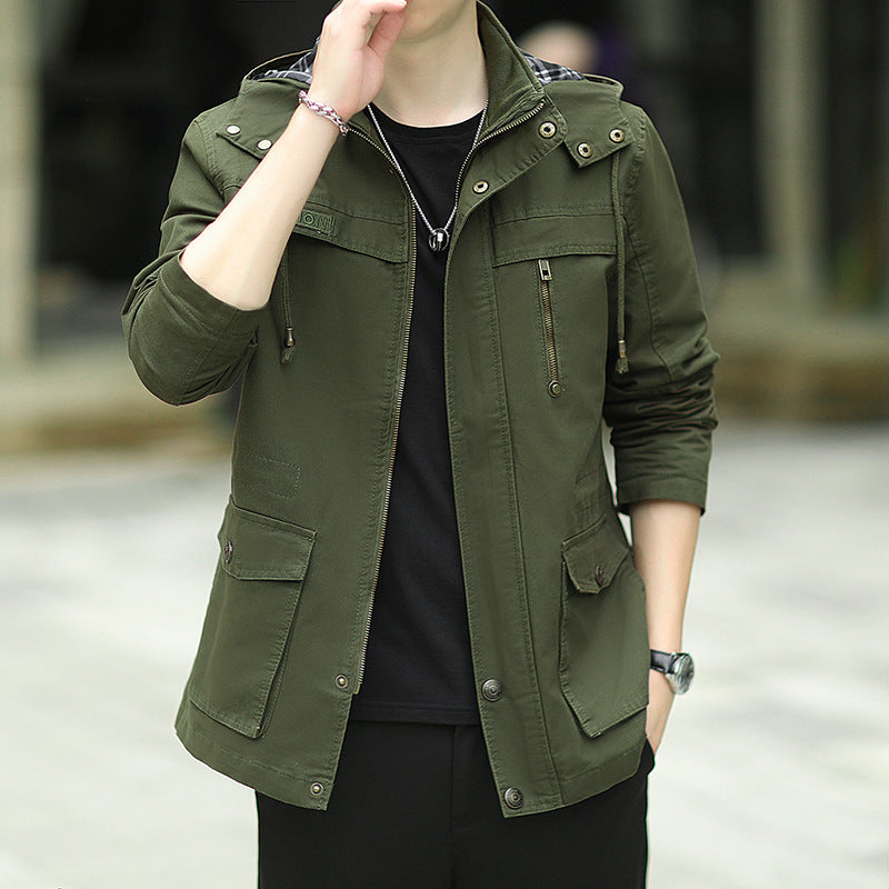 Herren leichter Canvas-Parka im Field-Style mit Kapuze und Multifunktions-Taschen Nord Taschen