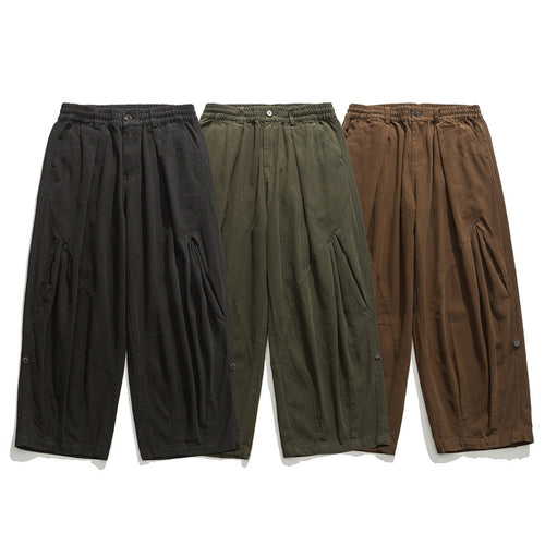 Damen Culotte-Hose im Paperbag-Stil mit elastischem Bund, Teilungsnähten und weitem Bein Nord Taschen