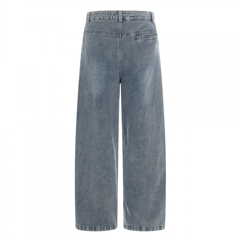 Damen hochgeschnittene Weitbein-Jeans im Utility-Look mit aufgesetzten Taschen Nord Taschen