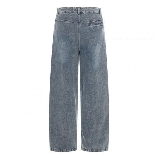 Damen hochgeschnittene Weitbein-Jeans im Utility-Look mit aufgesetzten Taschen Nord Taschen