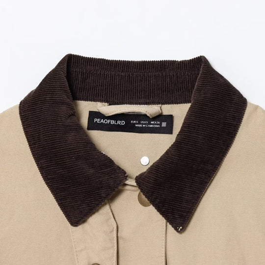 Damen Cropped-Workjacke mit Cordkragen, aufgesetzten Taschen und Tunnelzug Nord Taschen