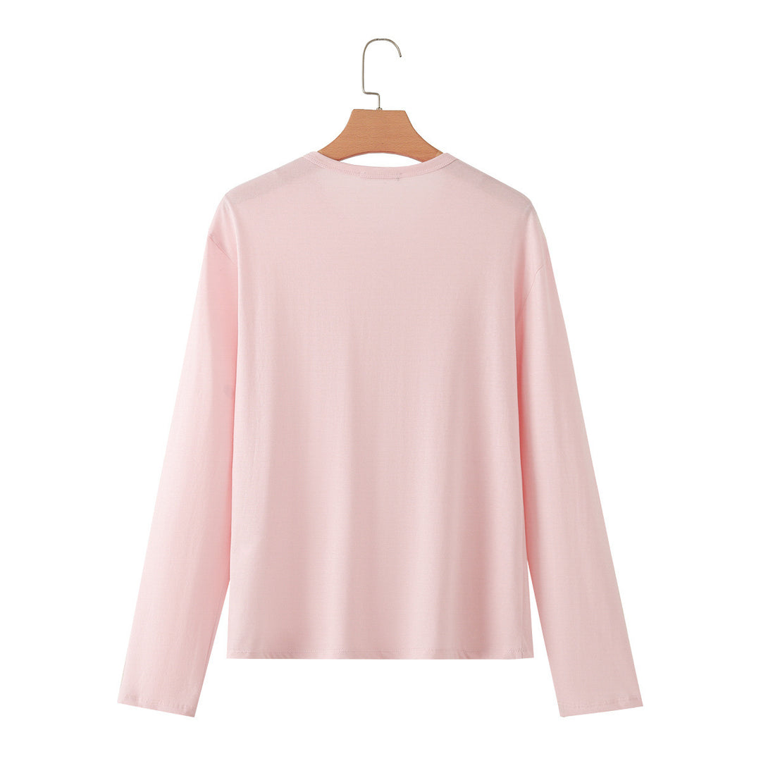 Damen Langarm-Henleyshirt mit Knopfleiste und aufgesetzten Brusttaschen Nord Taschen