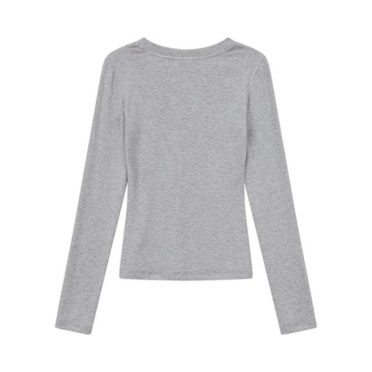 Damen Langarmshirt mit V-Ausschnitt und tailliertem Slim-Fit Nord Taschen