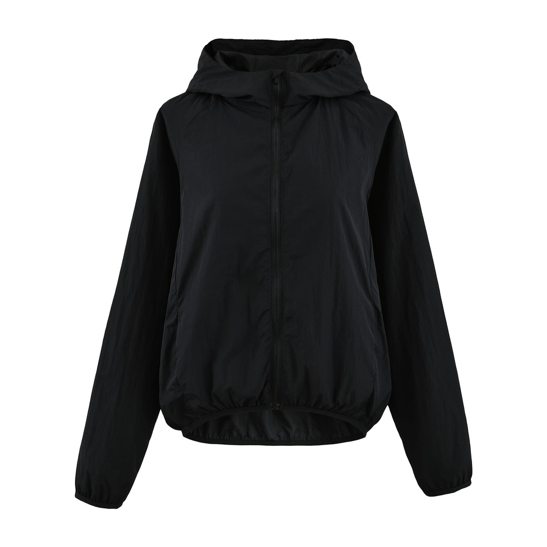 Damen Ultraleichte Kapuzen-Windbreaker mit verlängertem Rückensaum und elastischem Saum Nord Taschen