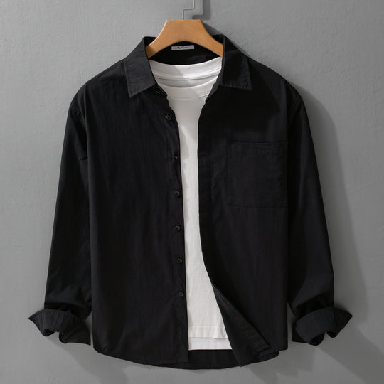 Herren Relaxed-Fit Baumwoll-Overshirt mit Kentkragen und Brusttasche Nord Taschen