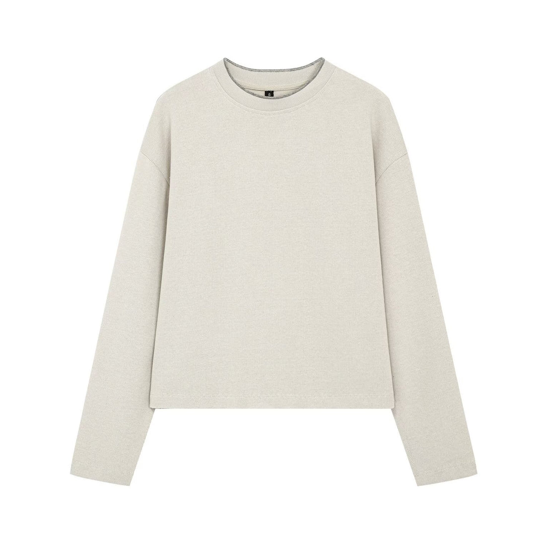 Damen Boxy-Rippstrick-Pullover mit Rundhalsausschnitt Nord Taschen