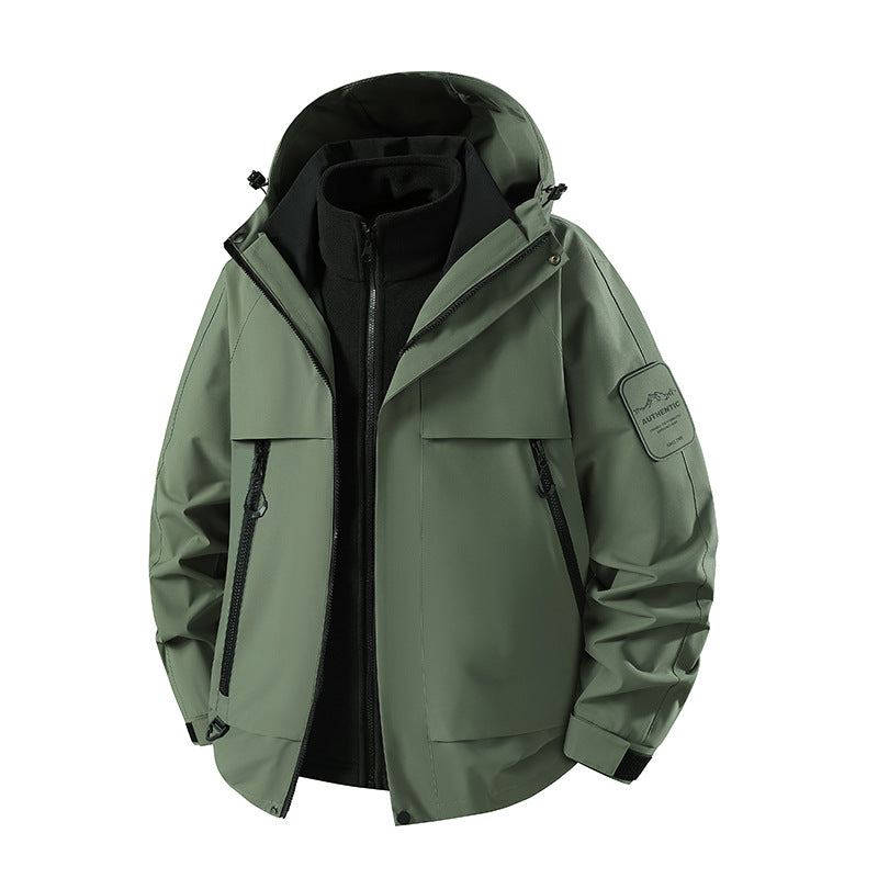 Herren multifunktionale Wasserfeste Softshell-Regenjacke mit abnehmbarer Fleece-Innenjacke Nord Taschen
