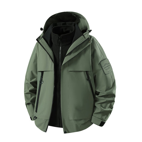 Herren multifunktionale Wasserfeste Softshell-Regenjacke mit abnehmbarer Fleece-Innenjacke Nord Taschen