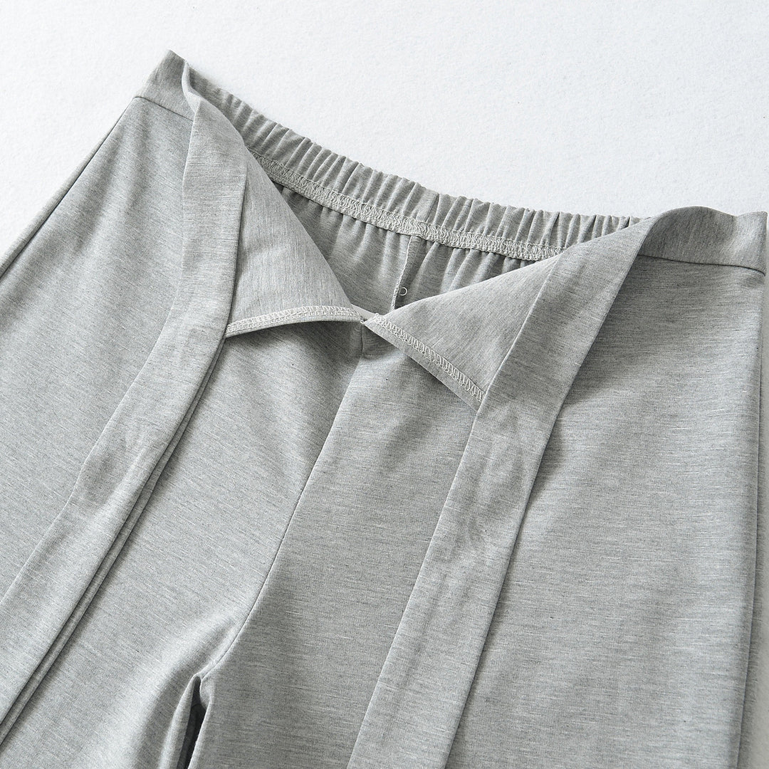 Damen Hochtaillierte Culotte-Hose mit weitem Bein und Bindegürtel Nord Taschen