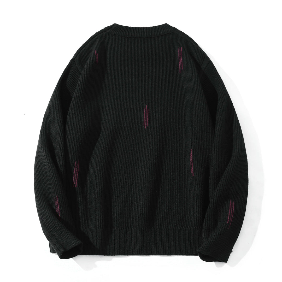 Damen Komfortabler Rippstrick-Pullover in Oversize-Silhouette mit Rundhals und dezentem Destroyed-Look Nord Taschen