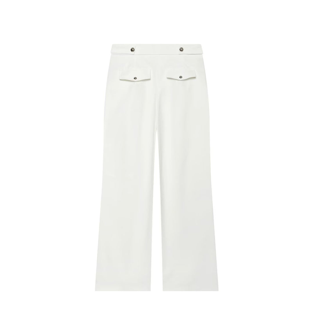 Damen Hochgeschnittene weite Hose mit sichtbarer Knopfleiste und Bundriegel Nord Taschen