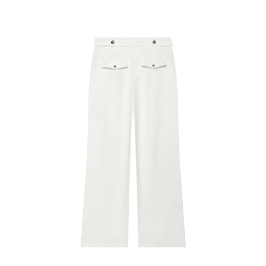 Damen Hochgeschnittene weite Hose mit sichtbarer Knopfleiste und Bundriegel Nord Taschen