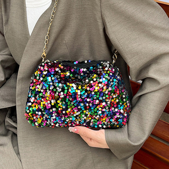 Damen Clutch-Tasche mit funkelnden Pailletten und praktischem Schulterriemen Nord Taschen