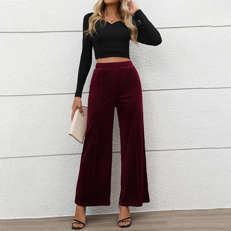 Damen Elegante weite Samthosen Nord Taschen