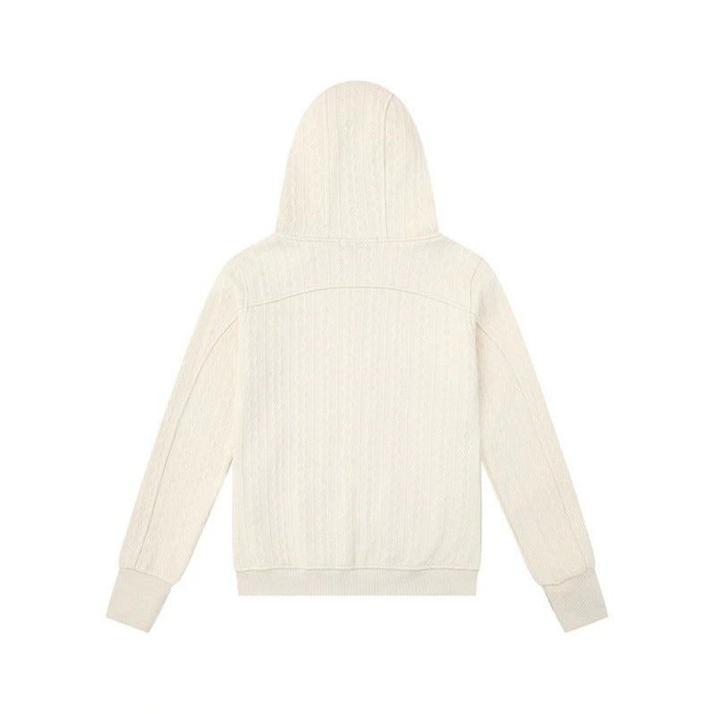 Damen Kapuzen-Strickjacke mit Zopfmuster, durchgehendem Reißverschluss und Eingrifftaschen Nord Taschen